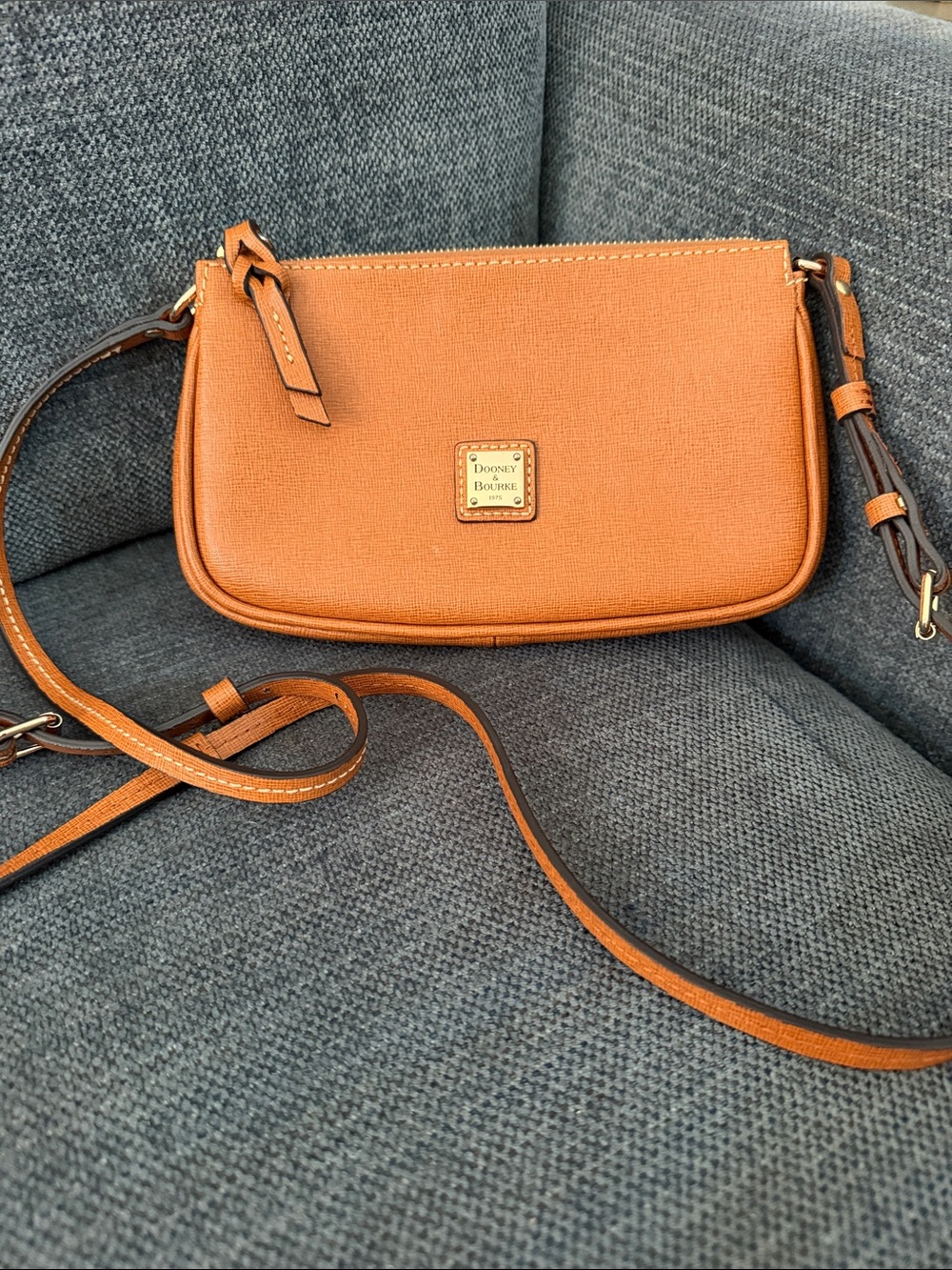 Dooney & Bourke Orange Leather Crossbody with Gold-Tone Plaque